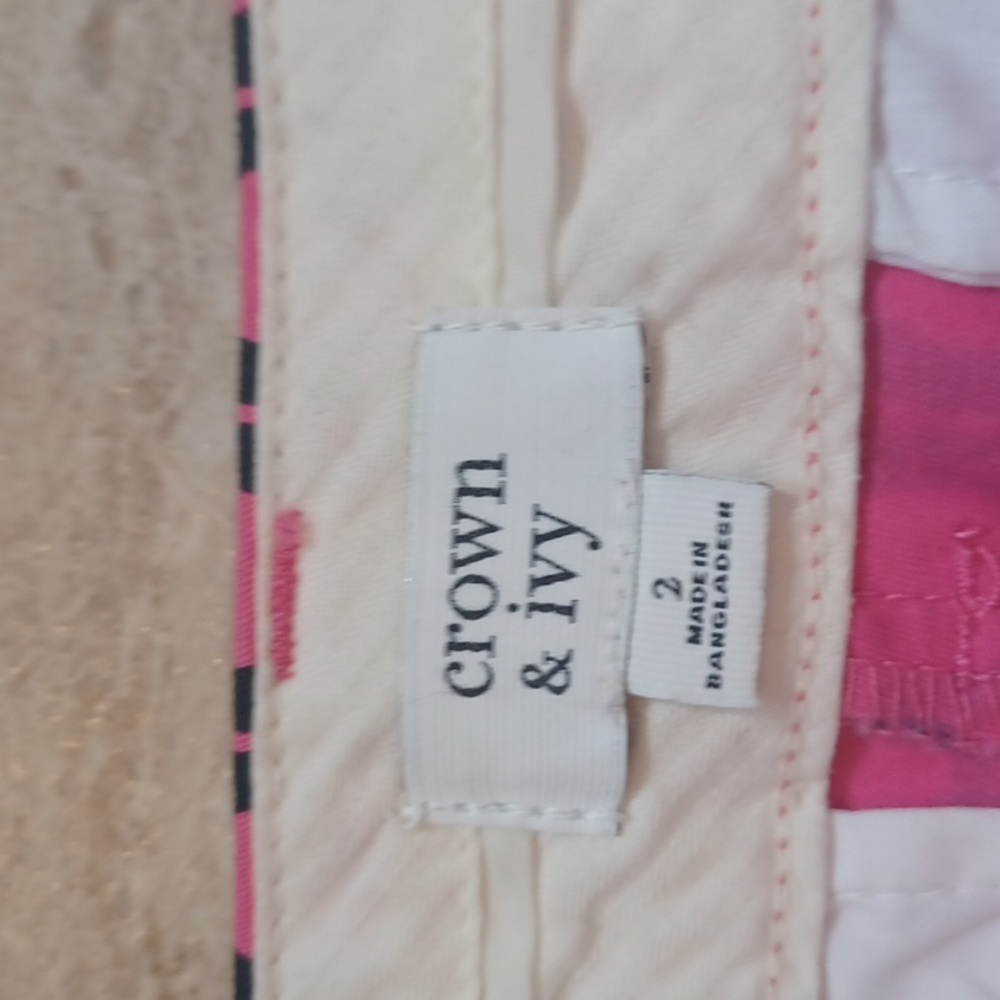 New Crown & Ivy Pink/Navy Design Print Shorts - Picture 6 of 9